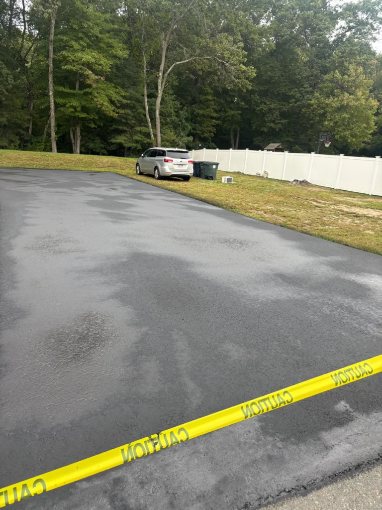 Two-Coat Sealcoating on a Long Driveway in Wilmington, Massachusetts
